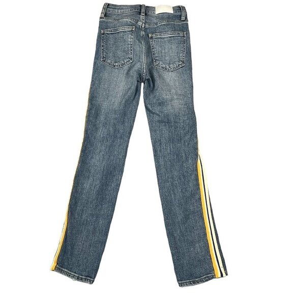 Pistola Monroe Straight Leg Cropped Cigarette Jeans Side Stripe Medium Wash - Picture 3 of 12